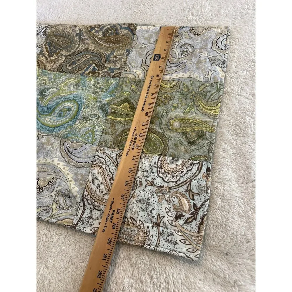 King Pillow Sham Blue Green Patchwork Paisley Cottagecore